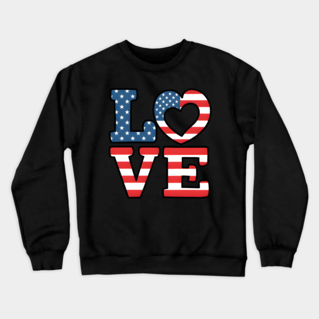 United States of America Flag Love Crewneck Sweatshirt by animegirlnft