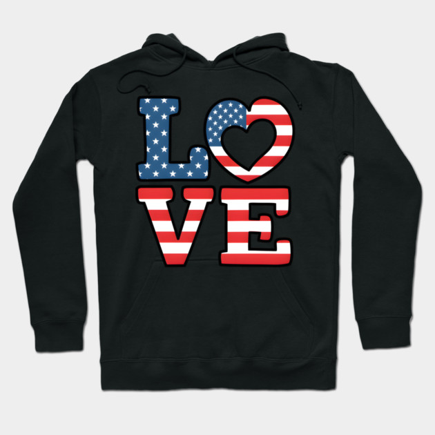 United States of America Flag Love Hoodie by animegirlnft