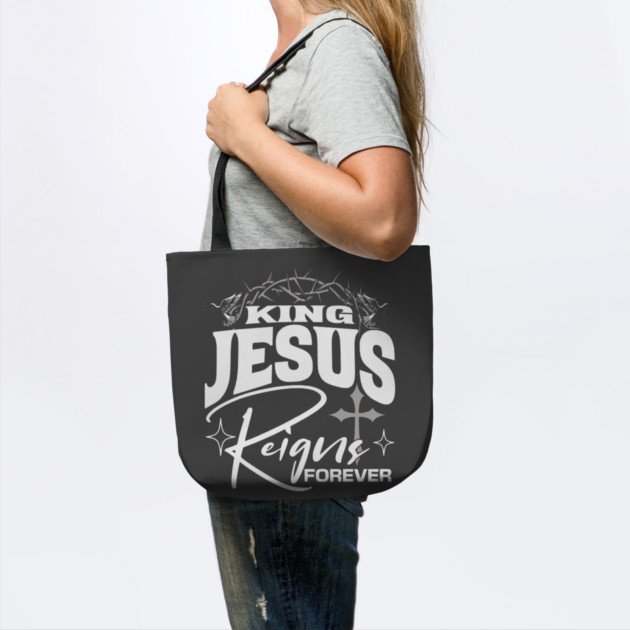 King Jesus Reigns Forever More Cross Crown Christian Design by Rox