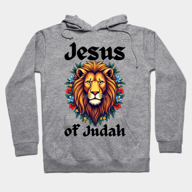 Jesus Lion of Judah: Floral Lion Design Hoodie by Rox