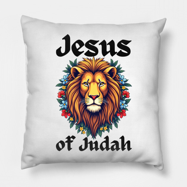 Jesus Lion of Judah: Floral Lion Design Pillow by Rox