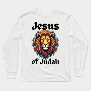 Jesus Lion of Judah: Floral Lion Design Long Sleeve T-Shirt