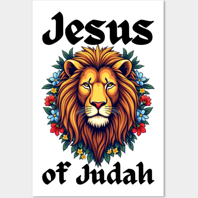 Jesus Lion of Judah: Floral Lion Design Wall Art by Rox