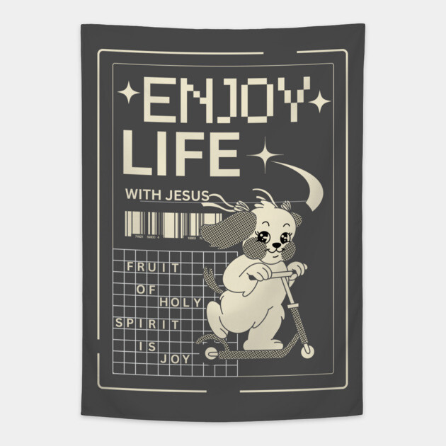 Enjoy Life with Jesus – Joyful Ride Dog Tapestry by Rox
