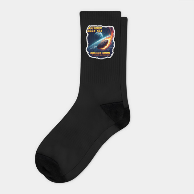 Asteroid 2024 YR4 December 2032 Asteroid Socks by JessArty