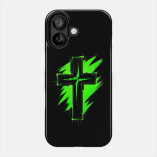 Cross with Reflector Green Lightning Phone Case