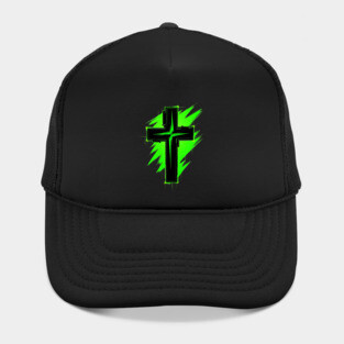 Cross with Reflector Green Lightning Hat
