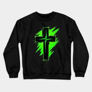 Cross with Reflector Green Lightning Crewneck Sweatshirt
