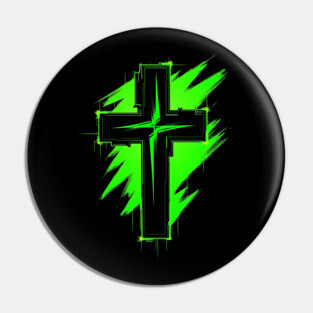 Cross with Reflector Green Lightning Pin