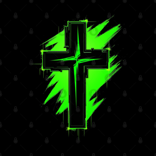 Cross with Reflector Green Lightning by Rox