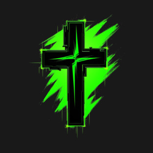 Cross with Reflector Green Lightning T-Shirt