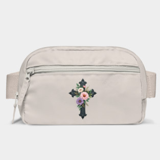 Floral Cross - Inspirational Cross with Flowers and Leaves Bag