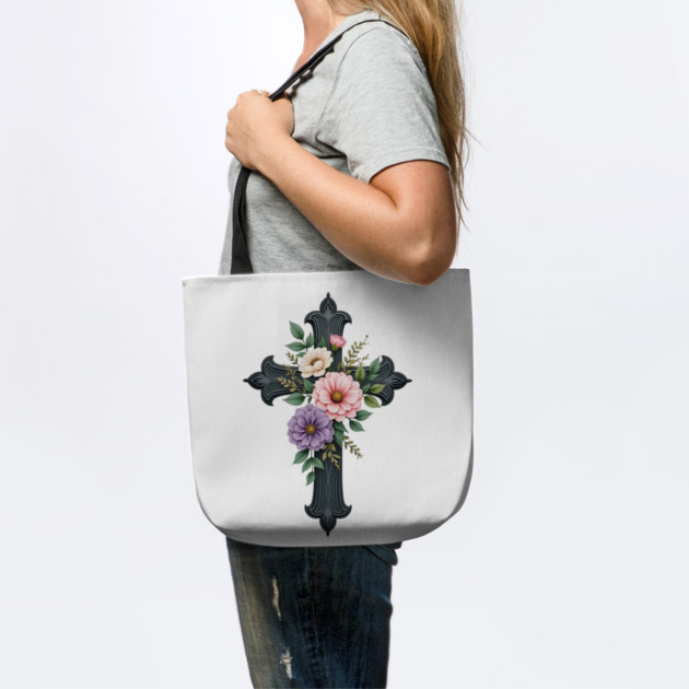 Floral Cross - Inspirational Cross with Flowers and Leaves by Rox