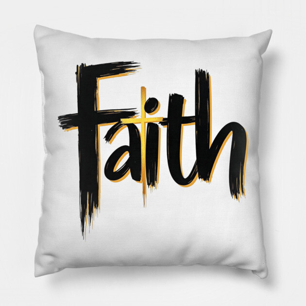Faith – Black and Gold Design Pillow by Rox