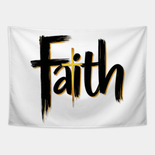 Faith – Black and Gold Design Tapestry