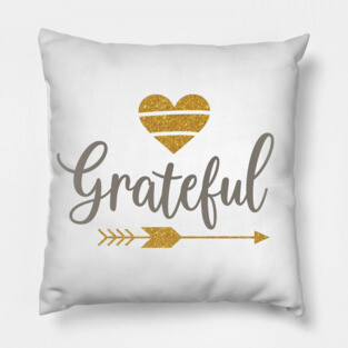 Grateful – Golden Heart and Arrow Pillow