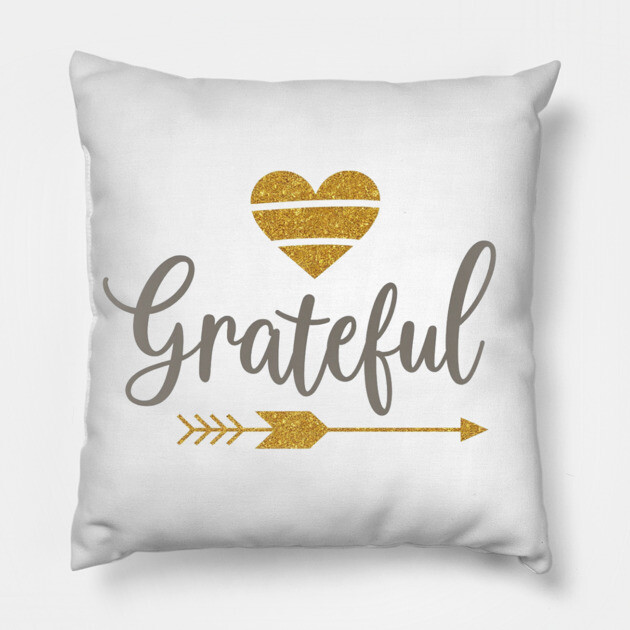 Grateful – Golden Heart and Arrow Pillow by Rox