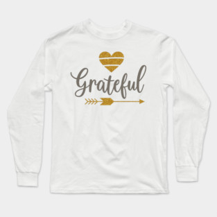 Grateful – Golden Heart and Arrow Long Sleeve T-Shirt