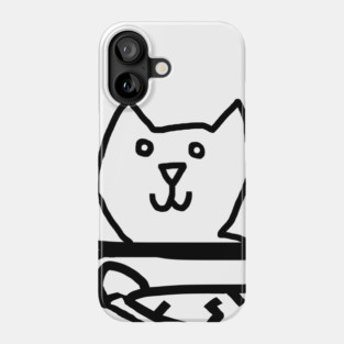 Minimal Confused Cat Detail Outline Phone Case