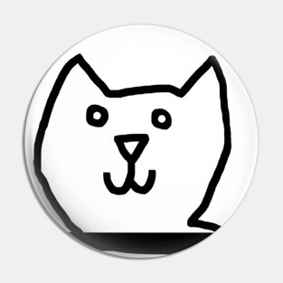 Minimal Confused Cat Detail Outline Pin