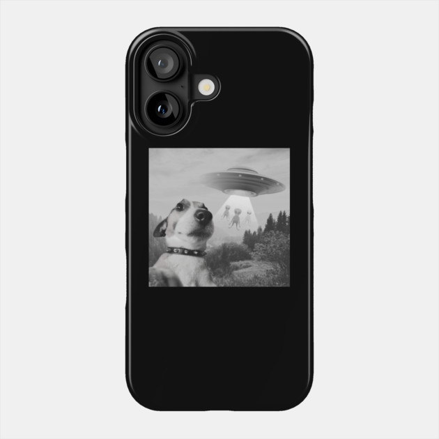 Dog Taking Selfie Aliens Phone Case by The WYLD Tribe