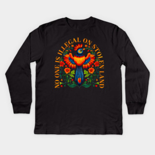 No One Is Illegal On Stolen Land Native Americans Vintage Kids Long Sleeve T-Shirt