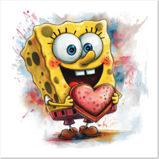 WATERCOLOR SPONGEBOB LOVE Posters and Art