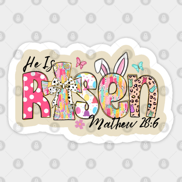 "He Is Risen" Easter Religious, Spring Theme Sticker by Luvv Designs