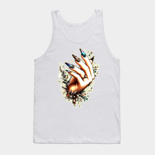 Elegance in Black Brown and Orange Nail Art Tank Top