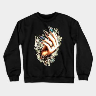 Elegance in Black Brown and Orange Nail Art Crewneck Sweatshirt