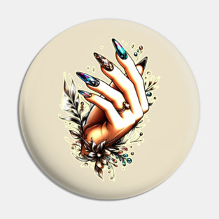 Elegance in Black Brown and Orange Nail Art Pin