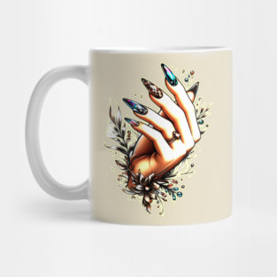 Elegance in Black Brown and Orange Nail Art Mug