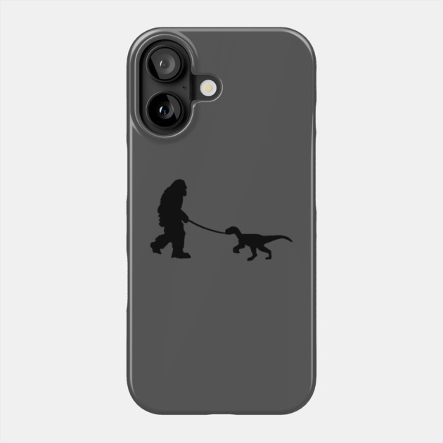 Bigfoot walking a pet dinosaur graphic – cryptid-meets-prehistoric Phone Case by DonWillisJrArt