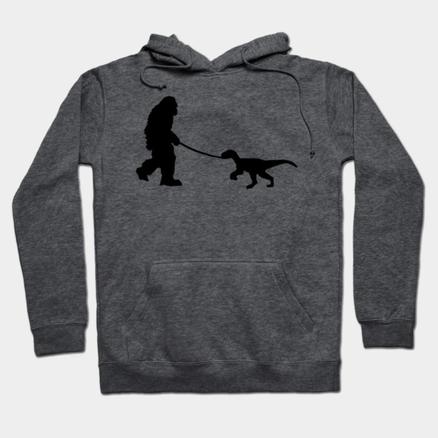 Bigfoot walking a pet dinosaur graphic – cryptid-meets-prehistoric Hoodie by DonWillisJrArt