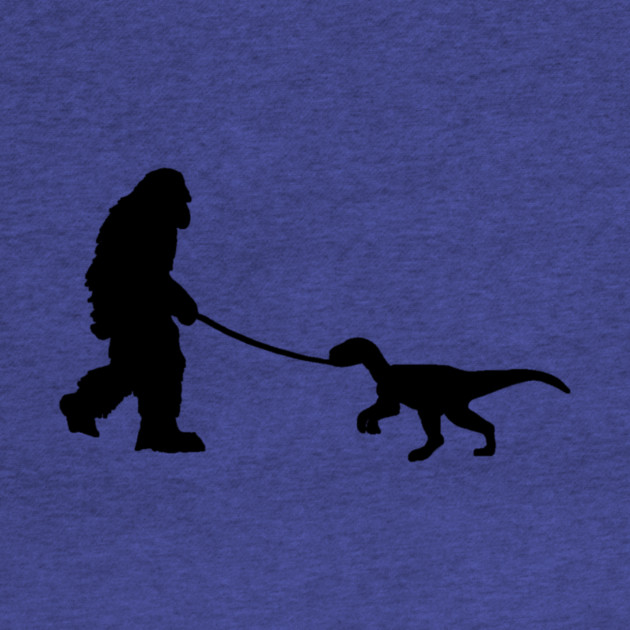 Bigfoot walking a pet dinosaur graphic – cryptid-meets-prehistoric by DonWillisJrArt