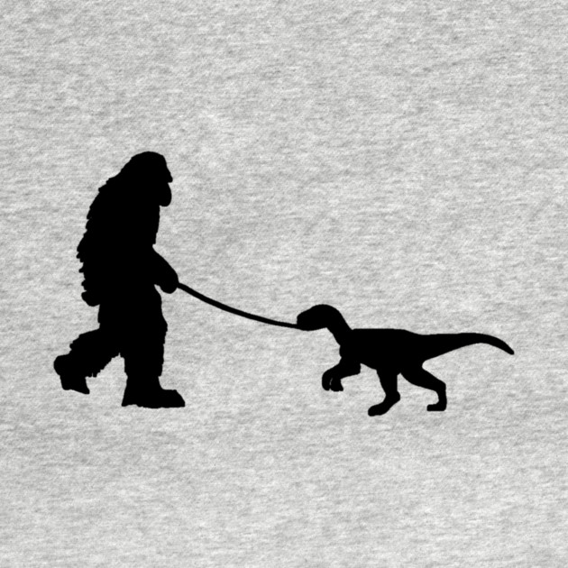 Bigfoot walking a pet dinosaur graphic – cryptid-meets-prehistoric by DonWillisJrArt