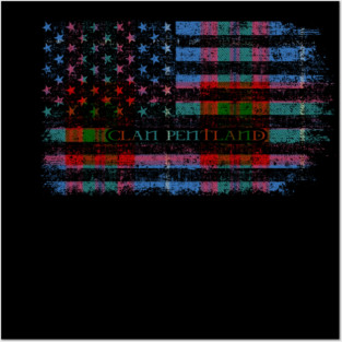 Clan Pentland Scottish tartan US flag kilt Scotland Posters and Art