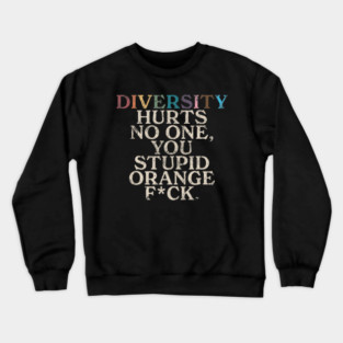 Diversity Hurts No One You Stupid Orange Fck Funny Slogan Crewneck Sweatshirt