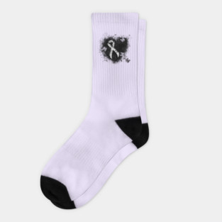 Zebra Ribbon Grunge Heart Socks