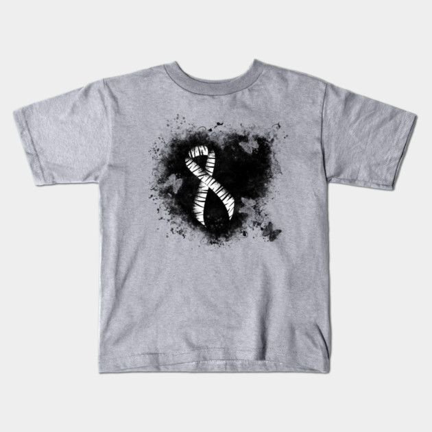 Zebra Ribbon Grunge Heart Kids T-Shirt by HolidayBug