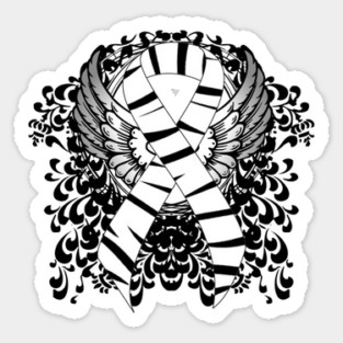 Zebra Awareness Ribbon with Wings Sticker