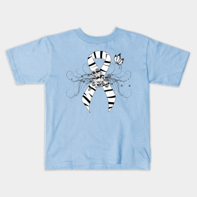 Zebra Awareness Ribbon with Butterfly Kids T-Shirt by HolidayBug
