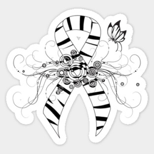 Zebra Awareness Ribbon with Butterfly Sticker