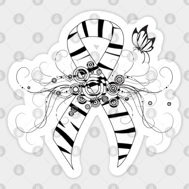 Zebra Awareness Ribbon with Butterfly Sticker by HolidayBug
