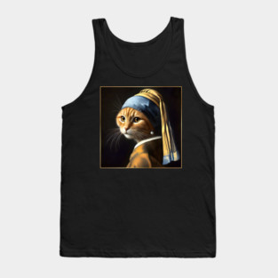 Cat with a Pearl Earring Tank Top