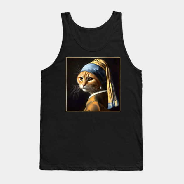 Cat with a Pearl Earring Tank Top by Premachandra's Store