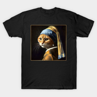 Cat with a Pearl Earring T-Shirt