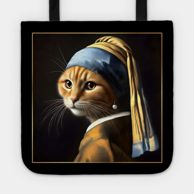 Cat with a Pearl Earring Tote by Premachandra's Store