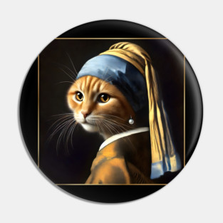 Cat with a Pearl Earring Pin