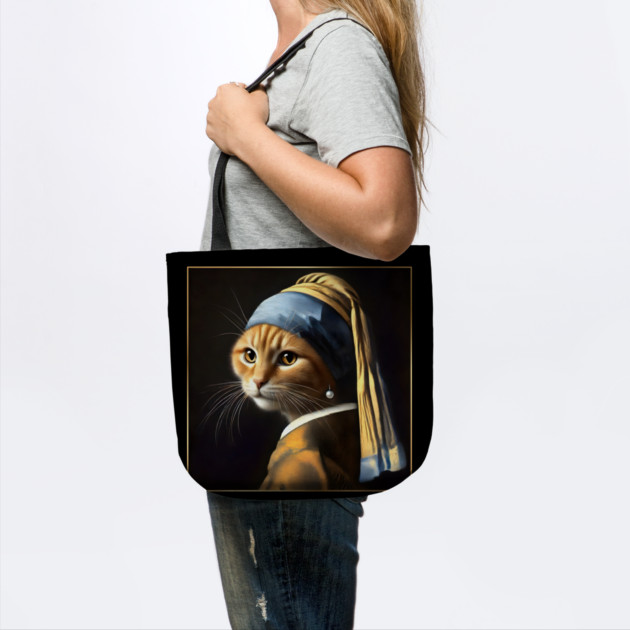 Cat with a Pearl Earring by Premachandra's Store